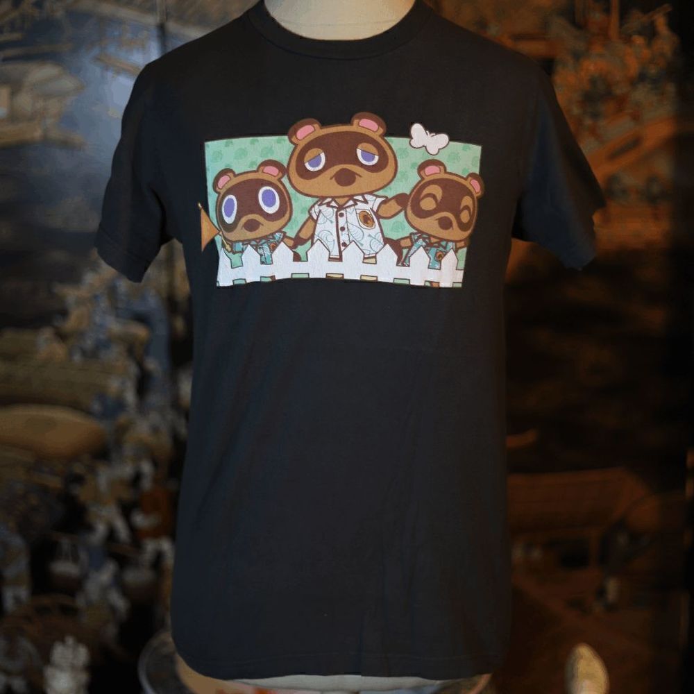 Small Animal Crossing Tom Nook Nooklings Grey Tee Tshirt